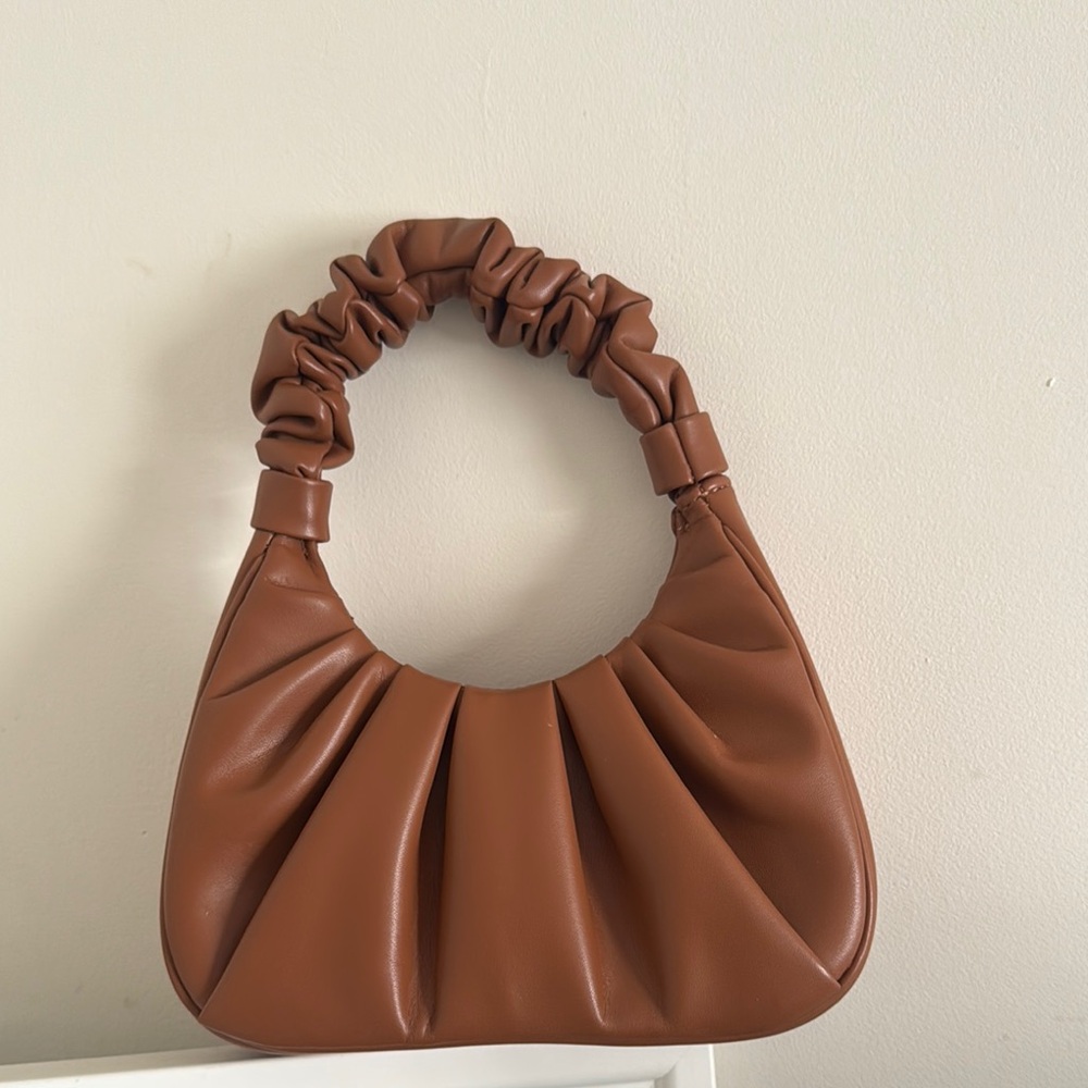 Brown Ruched Handle Women's Bag